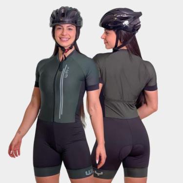 Imagem de Macaquinho de Ciclismo Feminino Forro Gel Manga Curta Proteção Uv Resp