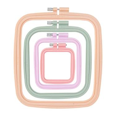 Imagem de Framendino Pacote Com 4 Bastidor De Bordado Quadrado, Plástico, Para Ponto Cruz, Molduras Reutilizáveis, Anéis Projeto Costura Faça Você Mesmo