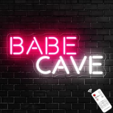 Imagem de KiMineon Placa De Neon Babe Cave Para Parede, Dimmer Remoto Rosa Fofo Placa De Neon Led Babe Cave, Alimentação Usb Babe Cave Para Quarto De Bebê, Quarto, Casa, Loja, Negócio - 15''