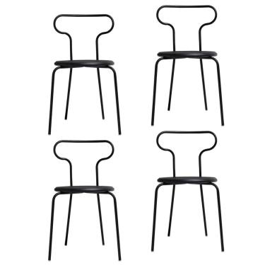 Imagem de Conjunto 4 Cadeiras Base Tubular Fixa Fantasminha Chef Preto