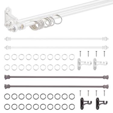 Imagem de SUPERFINDINGS 2 Sets Dollhouse Curtain Rods Black White Mini Curtain Rod Iron Mini Curtain Pole Miniature Tiny House Accessories for Dollhouse Windows Kitchen Decor