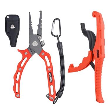 Imagem de RUNCL Alicate de pesca e kit de garra de lábio de peixe, ferramentas de pesca multifuncionais para homens, equipamento de pesca premium em água salgada e de água doce, extrator removedor de pesca