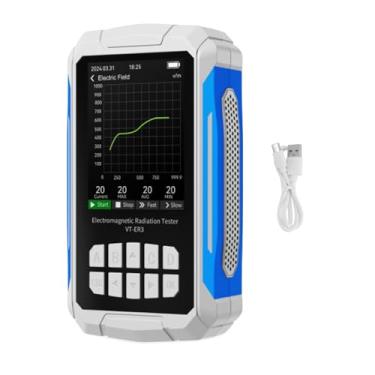 Imagem de Detector de radiação de campo eletromagnético recarregável 5 em 1 Dosímetro de radiação com exibição colori de 2,8 polegas para instalações industriais de escritório em casa (Branco)