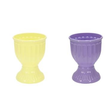 Imagem de 2 Vasos Estilo Romano Decoração Festa Acrílico 13cm X 18cm (AMARELO E LILÁS CANDY)