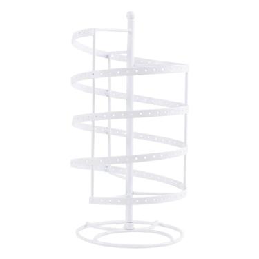 Imagem de Wzmzjy Suporte Giratório 360° para Brincos, Organizador de Joias de Ferro para Cômoda de Sala de Estar, Branco