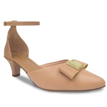 Imagem de Sapato Scarpin Salomé Feminino Laço ABS Salto Baixo Fino Confortável Sintético R2.31 (Nude, BR, Adulto, Numérico, M, 35)