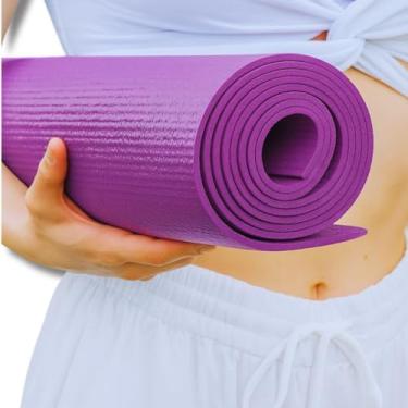 Imagem de Tapete de Yoga EVA Lavável Com Alça para Ginástica Pilates e Alongamento Antiderrapante Conforto e Espessura Ideal Leve para Exercícios Uso em Casa ou Academia 170 cm (Violeta)