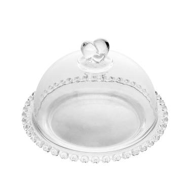 Imagem de Queijeira de Cristal Lyor Coração com Tampa Decorativa 19,5cm x 13cm Design Romântico Transparente