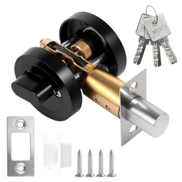 Imagem de LZVXTYM Fechadura redonda de liga de zinco cilindro único fechadura anti-roubo trava de porta proteção eficaz parafuso de celeiro redondo para escritório