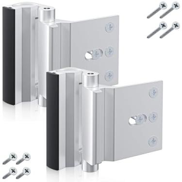 Imagem de Fechadura de porta de segurança doméstica com 16 parafusos, trava de porta, pacote com 2 fechaduras de reforço de porta à prova de crianças para quarto com batente de 7 cm suporta 362 kg para defender