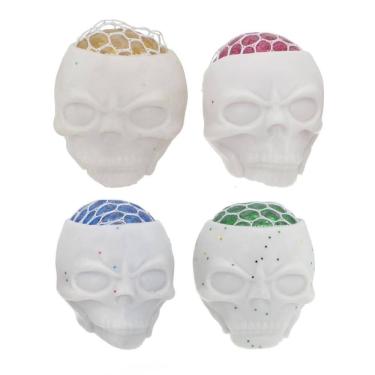 Imagem de Kit 12 Caveiras Squishies para decoração de festa de Halloween