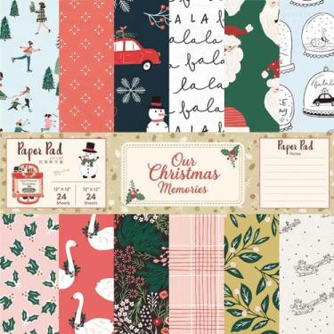 Imagem de Papel de recados de Natal EASYHAUTE 12x12, 24 folhas, sem ácido