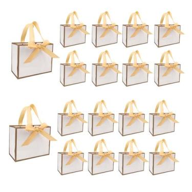 Imagem de Sacos de presente TKSBAG 50 unidades em ouro branco 16x8x13 cm com laç