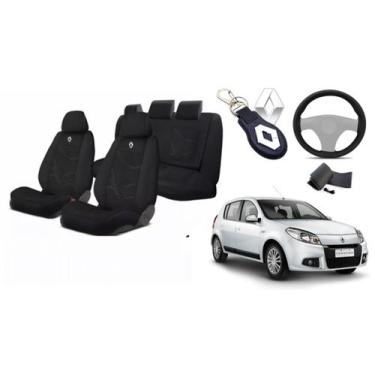 Imagem de Kit Elite Tecido Bancos Sandero 2007-2017 + Volante + Chaveiro - Iron 