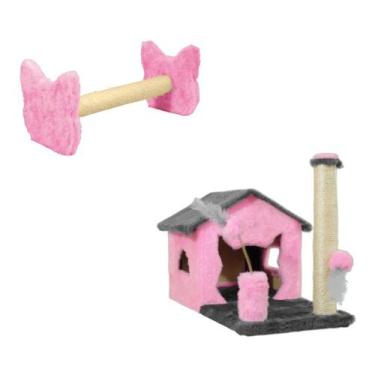 Imagem de Arranhador Casa Para Gatos Sem Rede Poste Sisal Cara de Gato Brinquedo