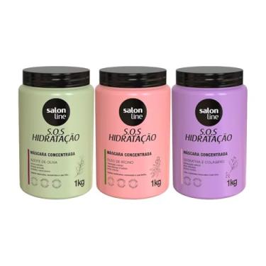 Imagem de Salon Line, Kit com 3 Máscaras S.O.S Hidratação: Ultra Cachos + Turbinada + Bio-Reconstrução, Somente a Máscara de Queratina e Colágeno Não é Vegana - Para Todos Os Tipos De Cabelos, 1 Kg
