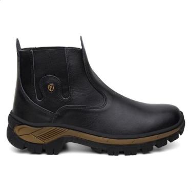Imagem de Bota Masculina Botina Couro Coturno Palmilha Gel Confortável Flexen, P