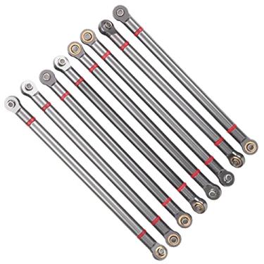 Imagem de Cryfokt Kit de Tirante de Metal Durável para Esteira Rolante Aixal SCX10 1/10, Atualização de Dispositivo de Haste de Quatro Links 8 Peças Vermelho/preto/cor Longa Vida útil Alta Simulação (Cinza)