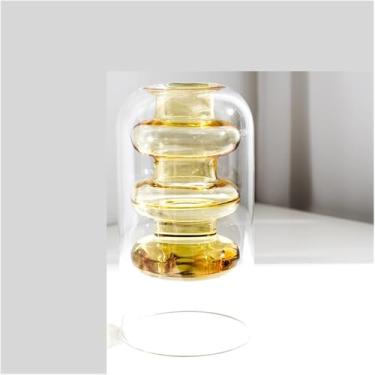 Imagem de Decoração Nórdica Vaso De Vidro Decoração De Sala De Estar Vaso De Flores Transparente Decorações Para Casa Óculos Decorativos Presentes, Yellow-15cm