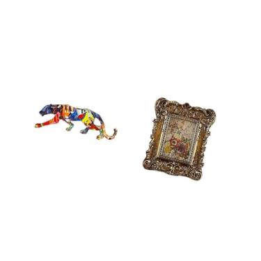 Imagem de Fenteer Escultura Floral, Estátua, Figura de Animal, Ornamento para Decoração de Estante, Prateleira Interna, Porta-retratos Esculpido à Mão, Suporte para Fot