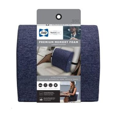 Imagem de Sealy Almofada de suporte lombar de espuma viscoelástica – Almofada ergonômica para cadeiras de escritório e assentos de carro, alívio de dor lombar premium e conforto multiuso (azul)