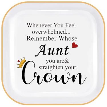 Imagem de PUDDING CABIN Presentes de Natal para tia, sobrinho, suporte de joias da tia – lembre-se de quem você é tia, endireite sua coroa – presente de aniversário de dia das mães para tia