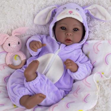 Imagem de Baby Doll Aori 43 cm, corpo macio, realista, menina com kit de aliment