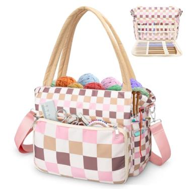 Imagem de Bolsa expansível de crochê para armazenamento de fios - organizador de armazenamento de fios