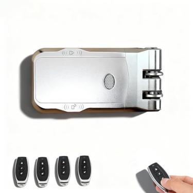 Imagem de JIAN BOLAND Fechadura eletrônica inteligente de controle remoto, fechadura eletrônica de segurança doméstica com 4 controles remotos