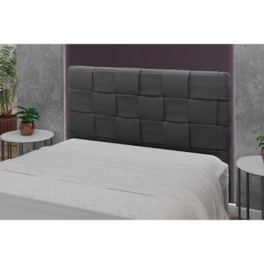 Imagem de Painel De Cama Box Estofada Cabeceira Ravena Plus Casal 140 Chumbo - Simbal