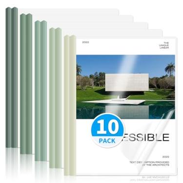 Imagem de WORPSON Pacote com 10, capas de relatório transparentes com barra deslizante para letras e folhas A4 – pastas de apresentação com capacidade para 70 folhas, capas de currículo e fichários de