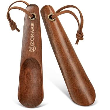 Imagem de ZOMAKE Chifre de sapato, calçadeira de madeira para viagem, pequeno ajudante de colher de madeira, buzina de bota portátil curta de 14,5 cm para homens, mulheres e crianças, Pacote com 2 - B