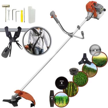 Imagem de Roçadeira Aparador de Grama Tekna RL520ACG2 À Gasolina 2HP 52cc Com Lâmina Facão + Lâmina 3 Pontas + Disco 40 Dentes e 80 Dentes + Carretel Nylon