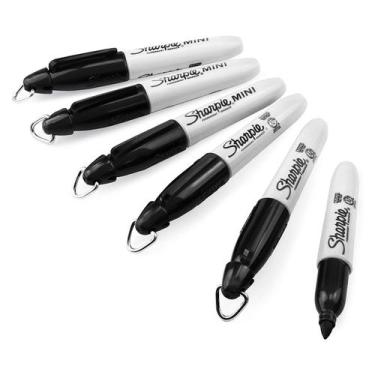 Imagem de Marcador permanente Sharpie Mini Bullet Fine Point Black, pacote com 6