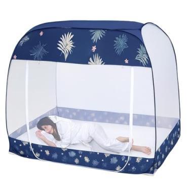 Imagem de Mosquiteiro portátil dobrável para cama casal e solteiro, malha fina respirável, proteção contra insetos para uso doméstico e viagem (200x180,200x180)