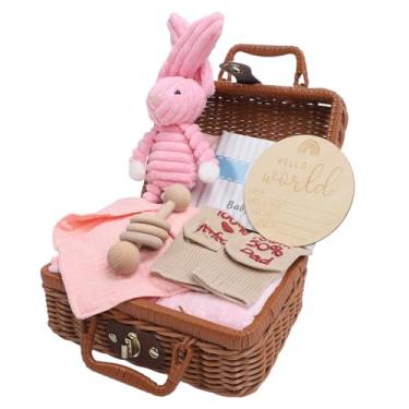 Imagem de Cryfokt Conjunto de Presente para chá de bebê Recém-nascido, Macio e Confortável para um Sono Aconchegante, ótimo Presente Com Babadores e Meias para Recém-nascidos (Rosa)