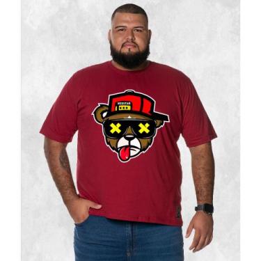 Imagem de Camiseta Plus Size Premium Estampada Algodão Boné Bolado 3.0, Bordô, G