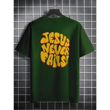 Imagem de Camiseta Jesus Never Fails Masculina Manfinity 100% Algodão Street Wea