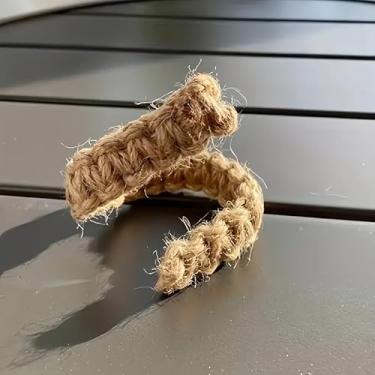 Imagem de 4 peças de laços de cortina trançados Boho-Chic - Retentores de corda marrom vintage para cortinas de linho, perfeito para decoração de quarto e sala de estar, decoração de cortina | Laços de cortina