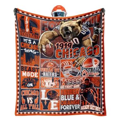 Imagem de KETBLNB Presentes para fãs de futebol para Chicago, cobertor para Chicago, cobertor para sofá, cobertores refrescantes para pessoas com sono quente, mantas de 203 x 152 cm, presentes para homens e