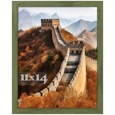 Imagem de Picrit Porta-retrato 28 x 35,5 cm, moldura para exibição de parede, grão de madeira verde