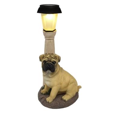 Imagem de BAYN Estátuas solares de cachorro lanterna de jardim (pug)