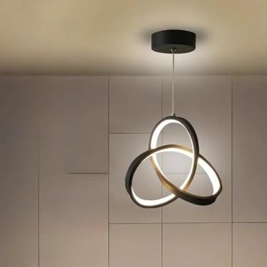 Imagem de Lâmpada de Teto LED Moderna 3 Cores - Pingente Lustre Decorativo, Ideal para Corredor, Sala de Estar, Quarto e Cozinha, Iluminação Ajustável (B*Preto*3cores)
