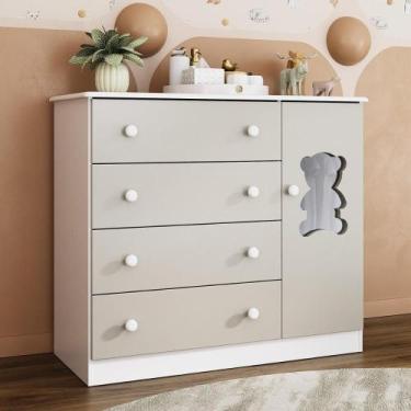 Imagem de Cômoda Infantil 95cm 1 Porta com Vidro e 4 Gavetas Teddy Multimóveis M