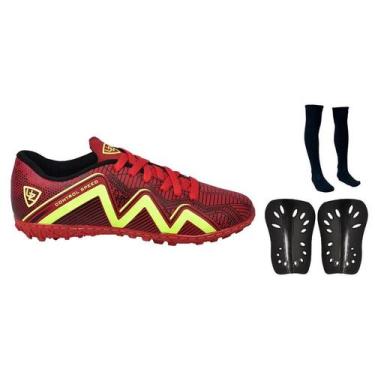 Imagem de Chuteira Society 1000 Campo Sintético Costurado Futebol Travas Novo + 