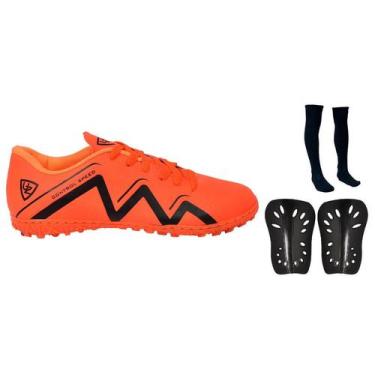 Imagem de Chuteira Society 1000 Campo Sintético Costurado Futebol Novo + Meião +