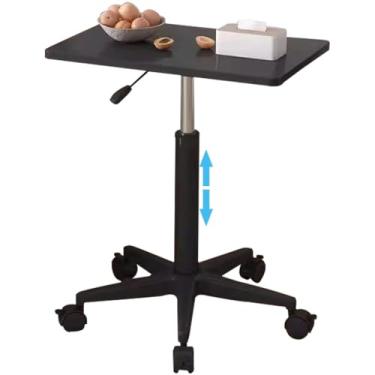 Imagem de Mesa de pé sobre a cama grande mesa portátil para laptop com rodas, mesa de pé ajustável em altura, mesa de rodinhas fácil de montar, para sofá-cama (cor: preto, tamanho: 60 * 39 * 80-107 cm)