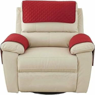 Imagem de Conjunto de 3 peças de capas protetoras para braços de sofá e poltrona reclinável, em tecido resistente com bolso lateral. Ideal para sofás, poltronas e sofás de dois lugares.