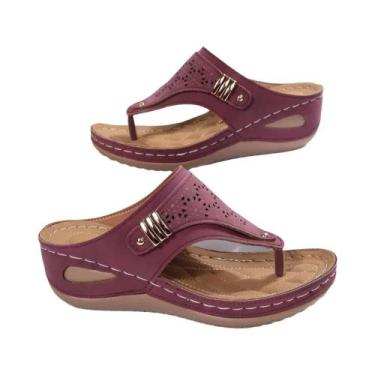 Imagem de Sandálias Ortopédicas Femininas Respiráveis Com Salto Wedge Confortáve