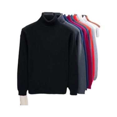 Imagem de Suéter Masculino De Gola Alta Tricotado Slim Fit De Alta Qualidade Ant